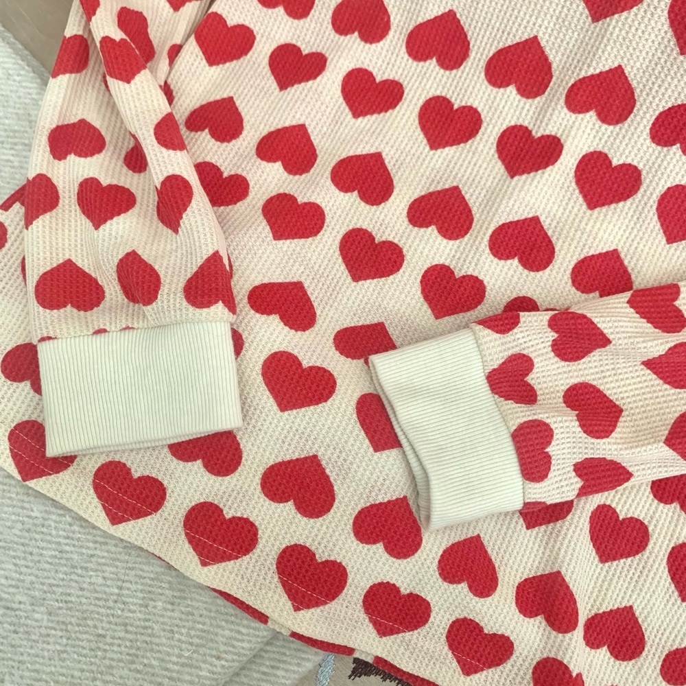 Heart Print Henley Red Hearts Top - Picture 8 of 10